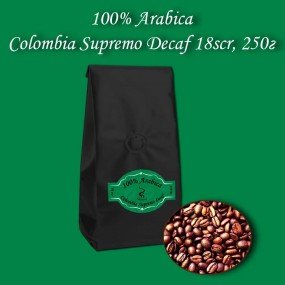Arabica Colombia Supremo Decaf 18 scr зернова кава 250г. БЕЗКОШТОВНА ДОСТАВКА від 1кг!